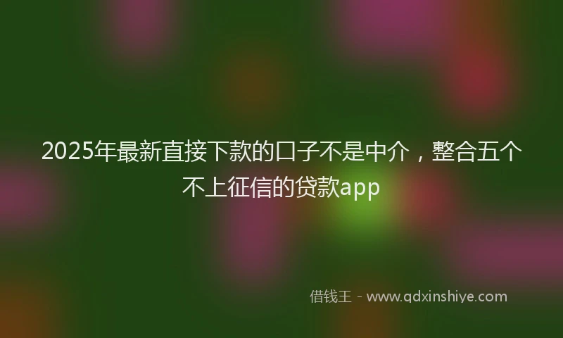 2025年最新直接下款的口子不是中介，整合五个不上征信的贷款app