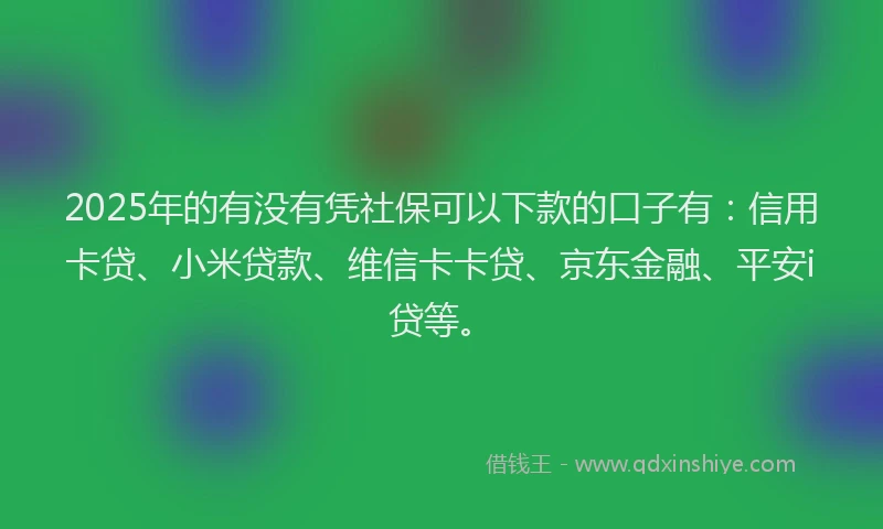 2025年的有没有凭社保可以下款的口子有：信用卡贷、小米贷款、维信卡卡贷、京东金融、平安i贷等。