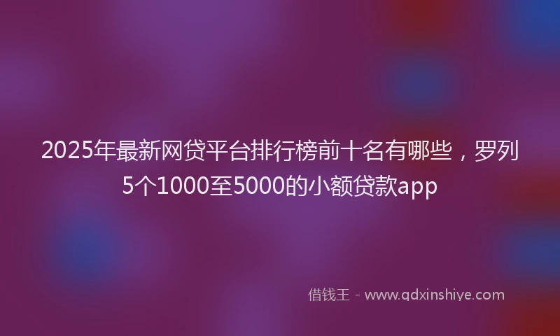 2025年最新网贷平台排行榜前十名有哪些，罗列5个1000至5000的小额贷款app