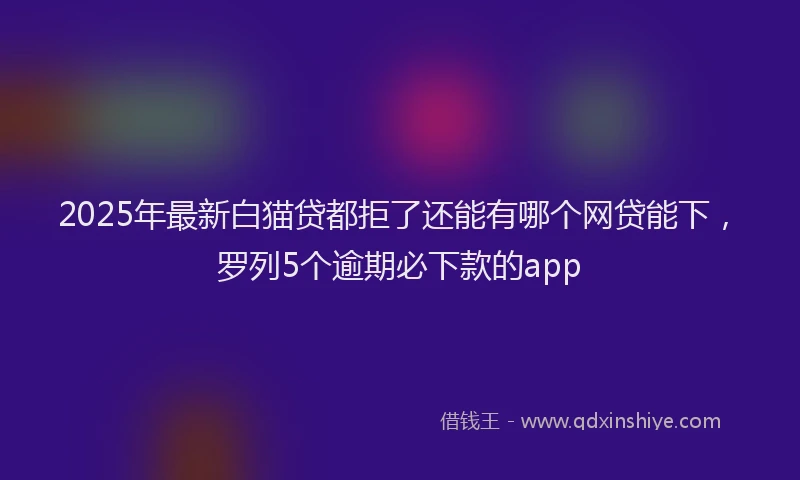 2025年最新白猫贷都拒了还能有哪个网贷能下，罗列5个逾期必下款的app