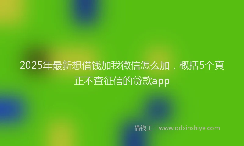 2025年最新想借钱加我微信怎么加，概括5个真正不查征信的贷款app