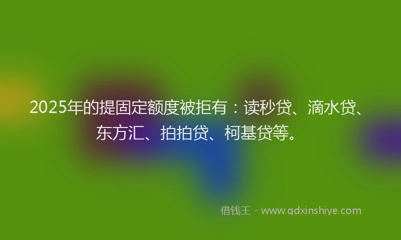 2025年的提固定额度被拒有：读秒贷、滴水贷、东方汇、拍拍贷、柯基贷等。