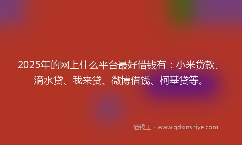 2025年的网上什么平台最好借钱有：小米贷款、滴水贷、我来贷、微博借钱、柯基贷等。