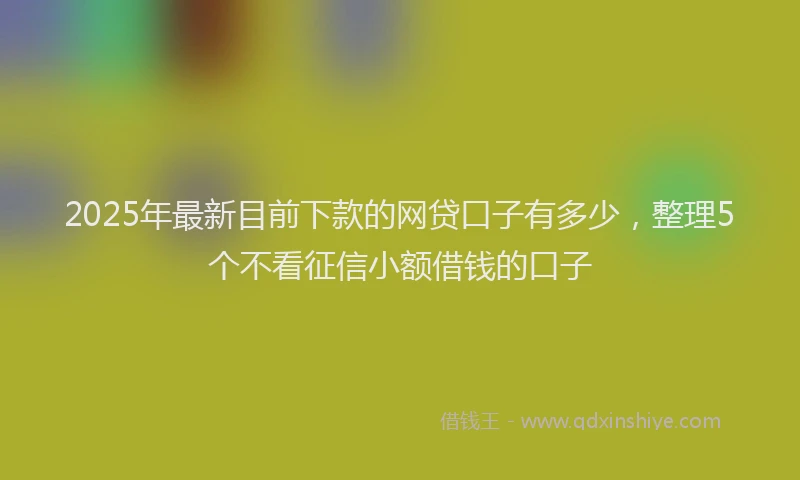 2025年最新目前下款的网贷口子有多少，整理5个不看征信小额借钱的口子
