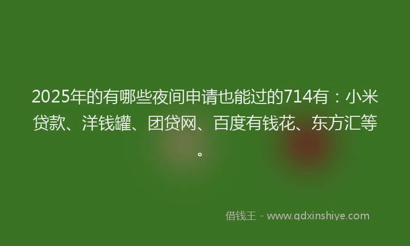 2025年的有哪些夜间申请也能过的714有：小米贷款、洋钱罐、团贷网、百度有钱花、东方汇等。