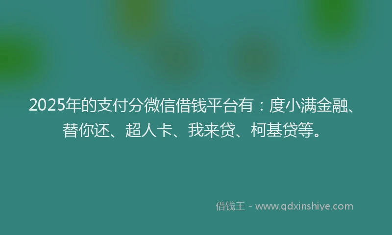 2025年的支付分微信借钱平台有：度小满金融、替你还、超人卡、我来贷、柯基贷等。