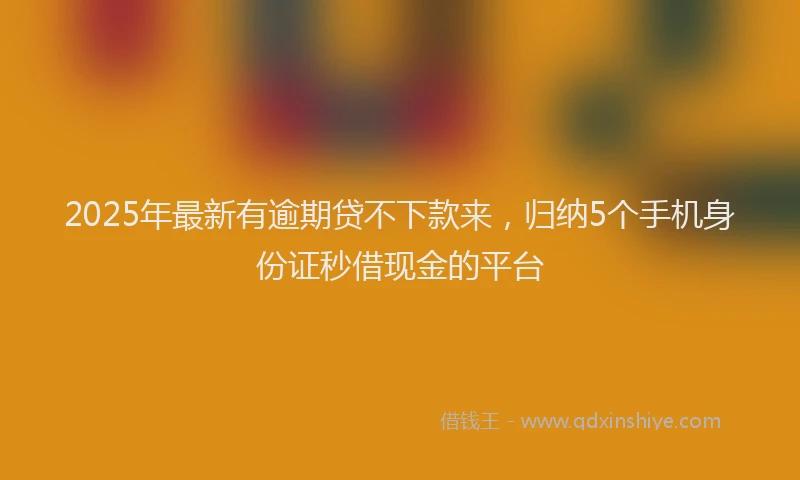 2025年最新有逾期贷不下款来，归纳5个手机身份证秒借现金的平台