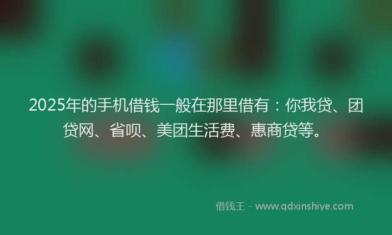 2025年的手机借钱一般在那里借有：你我贷、团贷网、省呗、美团生活费、惠商贷等。
