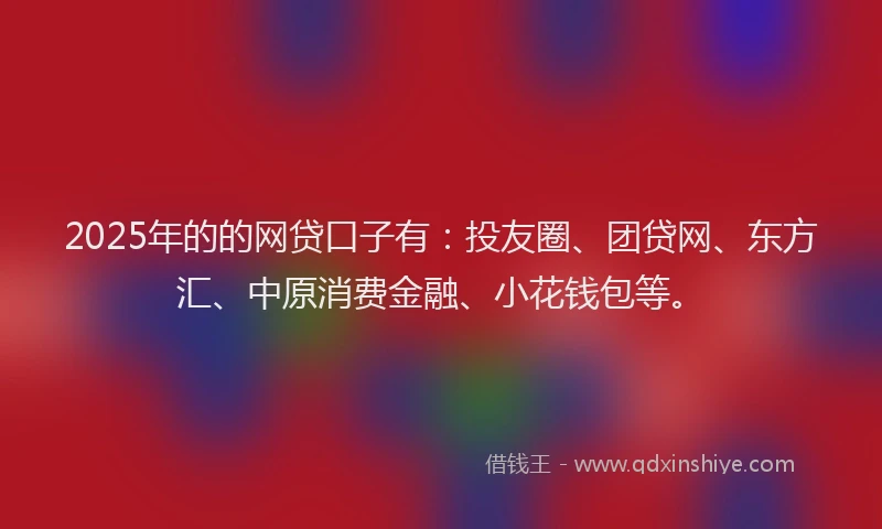 2025年的的网贷口子有：投友圈、团贷网、东方汇、中原消费金融、小花钱包等。