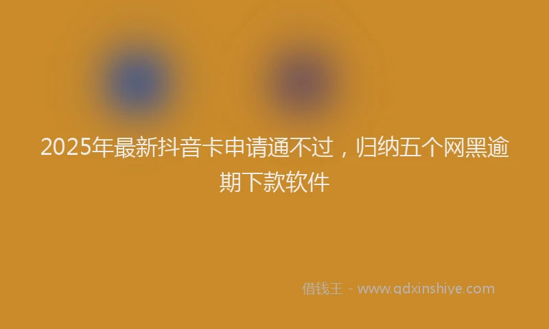 2025年最新抖音卡申请通不过，归纳五个网黑逾期下款软件