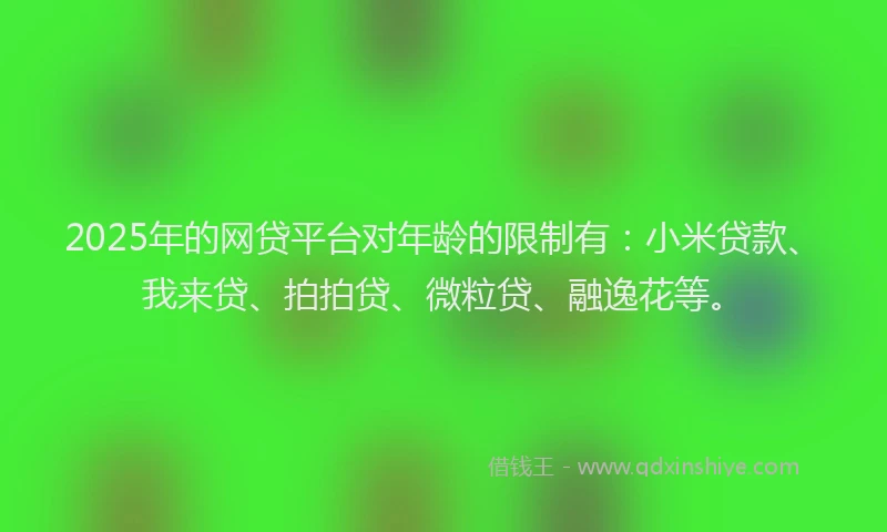2025年的网贷平台对年龄的限制有：小米贷款、我来贷、拍拍贷、微粒贷、融逸花等。