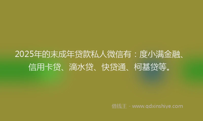 2025年的末成年贷款私人微信有：度小满金融、信用卡贷、滴水贷、快贷通、柯基贷等。