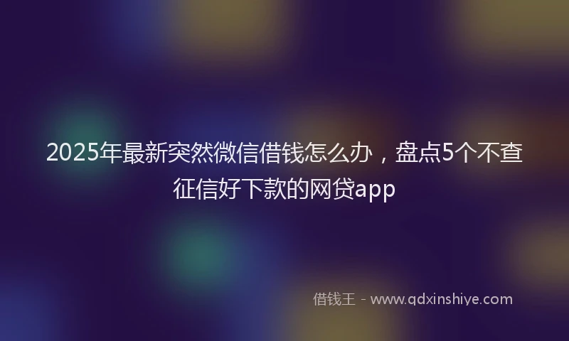 2025年最新突然微信借钱怎么办，盘点5个不查征信好下款的网贷app
