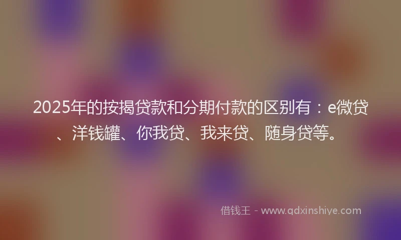 2025年的按揭贷款和分期付款的区别有：e微贷、洋钱罐、你我贷、我来贷、随身贷等。