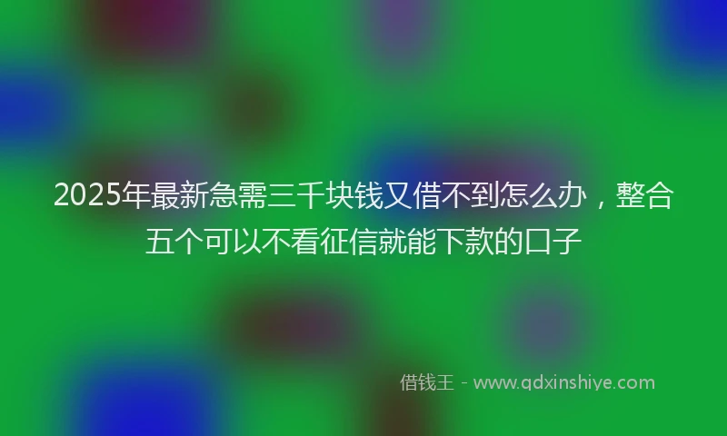 2025年最新急需三千块钱又借不到怎么办，整合五个可以不看征信就能下款的口子