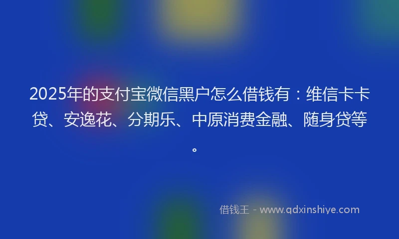 2025年的支付宝微信黑户怎么借钱有：维信卡卡贷、安逸花、分期乐、中原消费金融、随身贷等。