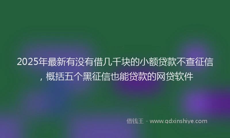 2025年最新有没有借几千块的小额贷款不查征信，概括五个黑征信也能贷款的网贷软件