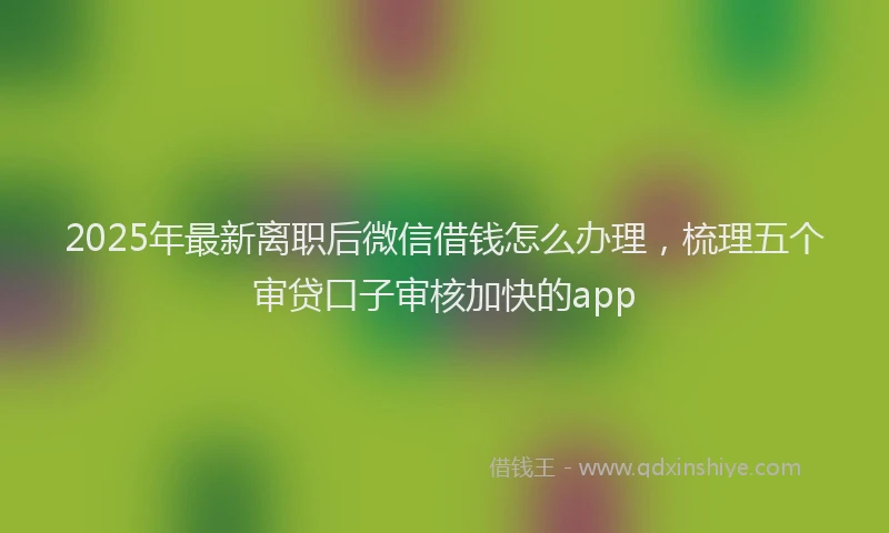 2025年最新离职后微信借钱怎么办理，梳理五个审贷口子审核加快的app