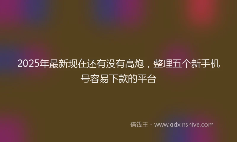 2025年最新现在还有没有高炮，整理五个新手机号容易下款的平台