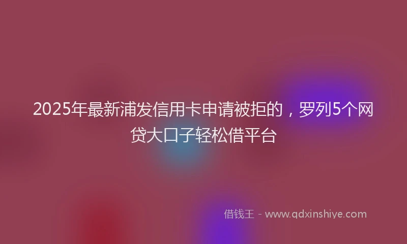 2025年最新浦发信用卡申请被拒的，罗列5个网贷大口子轻松借平台