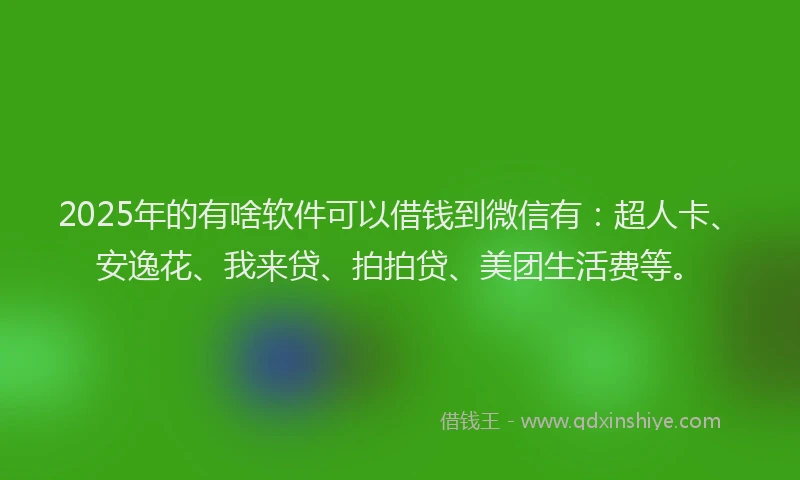 2025年的有啥软件可以借钱到微信有：超人卡、安逸花、我来贷、拍拍贷、美团生活费等。