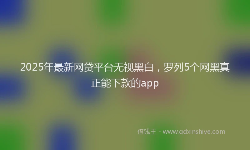 2025年最新网贷平台无视黑白，罗列5个网黑真正能下款的app