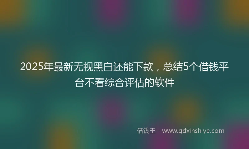 2025年最新无视黑白还能下款，总结5个借钱平台不看综合评估的软件
