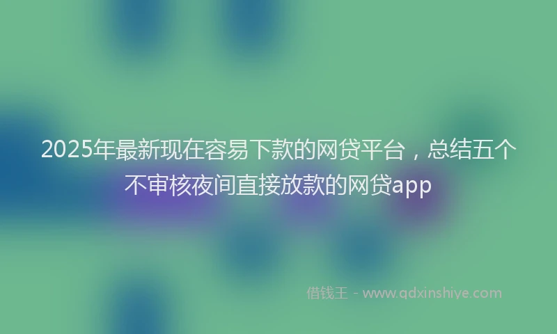2025年最新现在容易下款的网贷平台，总结五个不审核夜间直接放款的网贷app