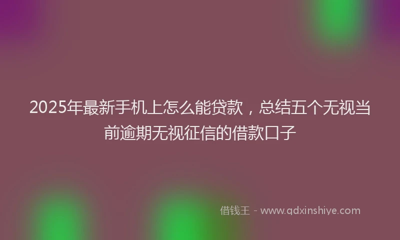 2025年最新手机上怎么能贷款，总结五个无视当前逾期无视征信的借款口子