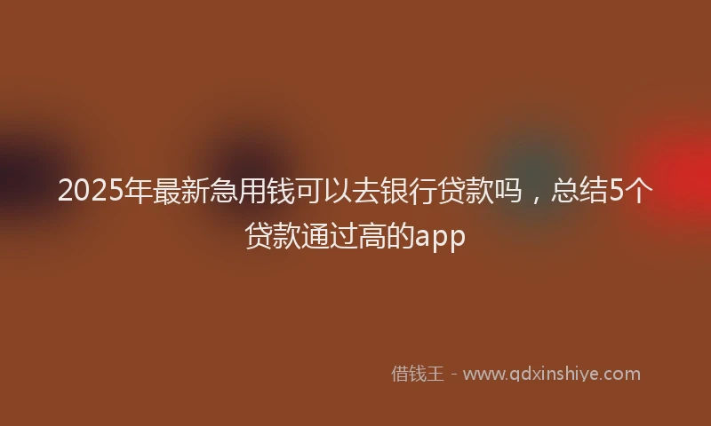 2025年最新急用钱可以去银行贷款吗，总结5个贷款通过高的app