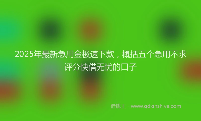 2025年最新急用金极速下款，概括五个急用不求评分快借无忧的口子