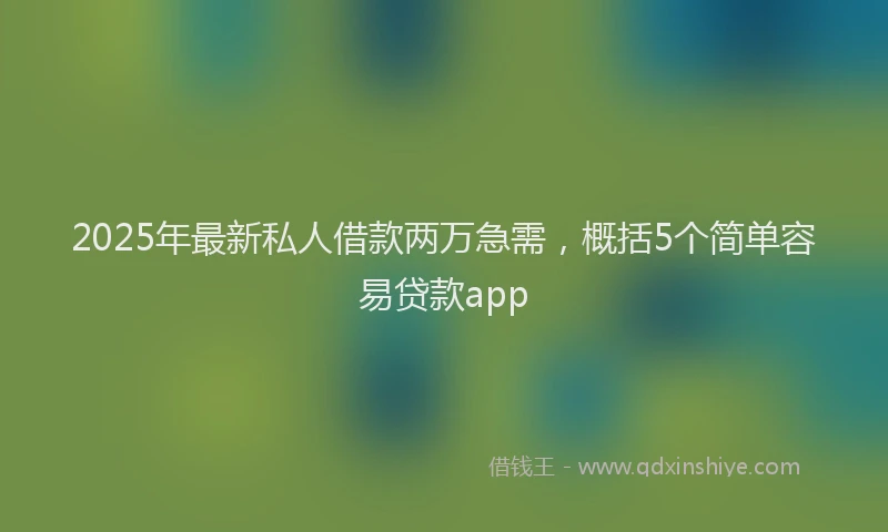 2025年最新私人借款两万急需，概括5个简单容易贷款app