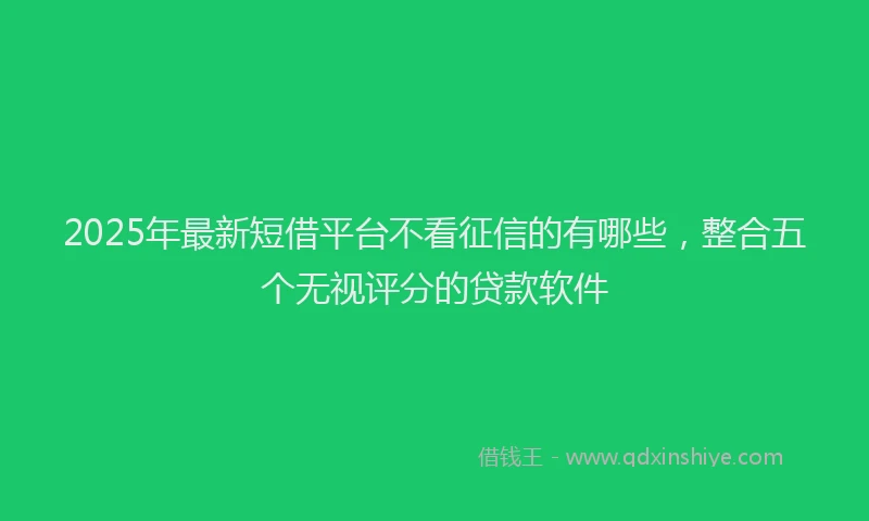 2025年最新短借平台不看征信的有哪些，整合五个无视评分的贷款软件