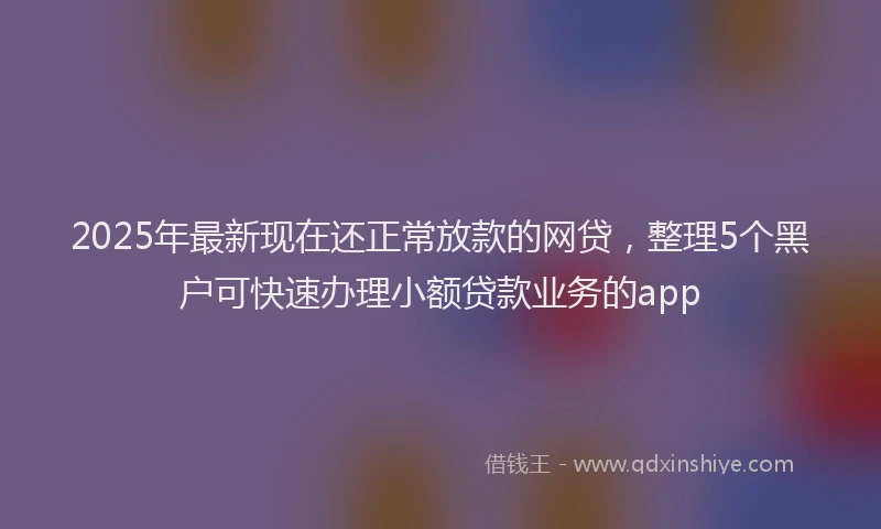 2025年最新现在还正常放款的网贷，整理5个黑户可快速办理小额贷款业务的app