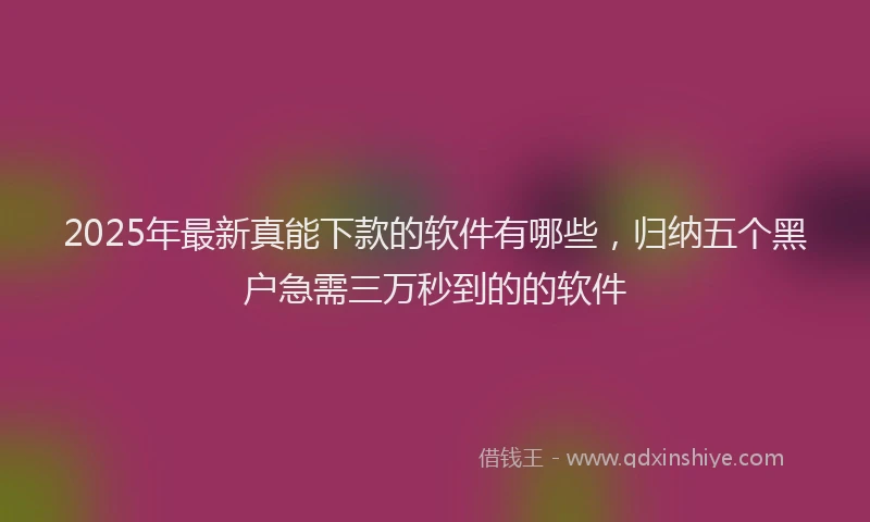 2025年最新真能下款的软件有哪些，归纳五个黑户急需三万秒到的的软件