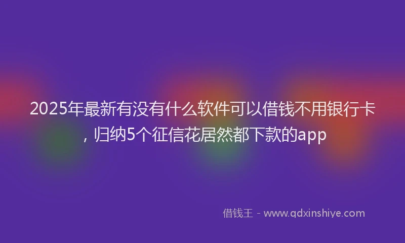 2025年最新有没有什么软件可以借钱不用银行卡，归纳5个征信花居然都下款的app