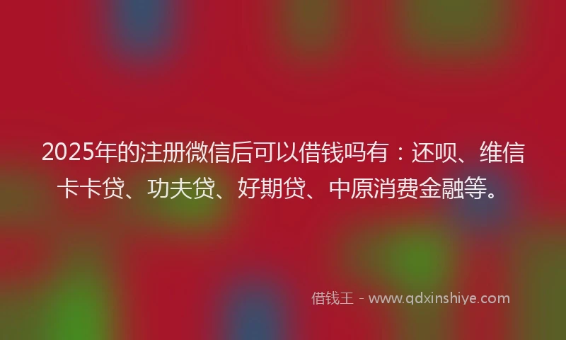2025年的注册微信后可以借钱吗有：还呗、维信卡卡贷、功夫贷、好期贷、中原消费金融等。