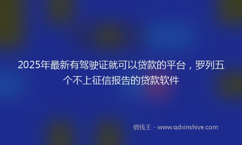 2025年最新有驾驶证就可以贷款的平台，罗列五个不上征信报告的贷款软件