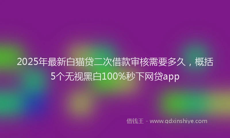 2025年最新白猫贷二次借款审核需要多久，概括5个无视黑白100%秒下网贷app