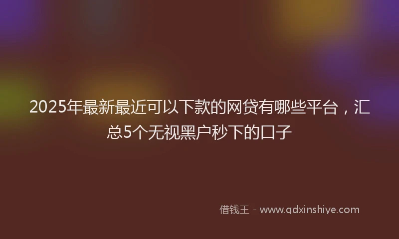 2025年最新最近可以下款的网贷有哪些平台，汇总5个无视黑户秒下的口子