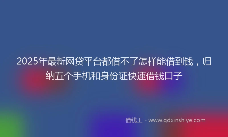 2025年最新网贷平台都借不了怎样能借到钱，归纳五个手机和身份证快速借钱口子