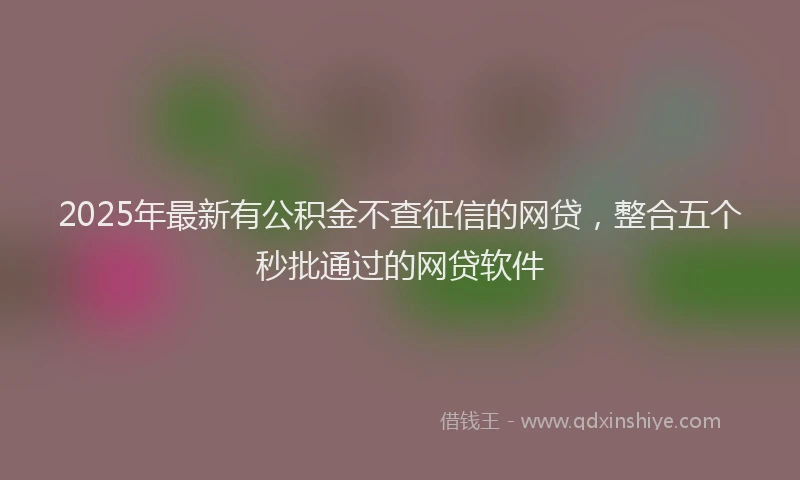 2025年最新有公积金不查征信的网贷，整合五个秒批通过的网贷软件