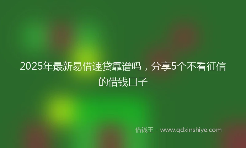 2025年最新易借速贷靠谱吗，分享5个不看征信的借钱口子