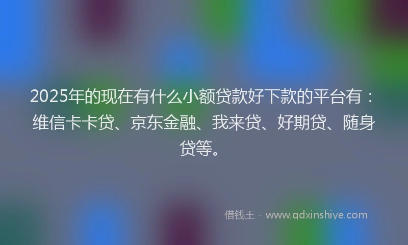 2025年的现在有什么小额贷款好下款的平台有：维信卡卡贷、京东金融、我来贷、好期贷、随身贷等。