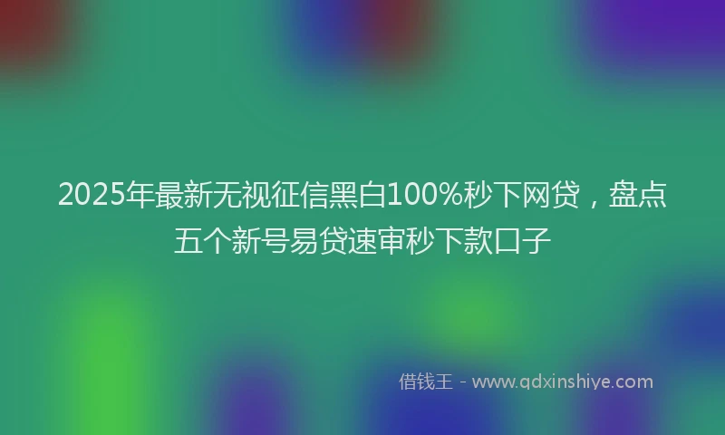 2025年最新无视征信黑白100%秒下网贷，盘点五个新号易贷速审秒下款口子