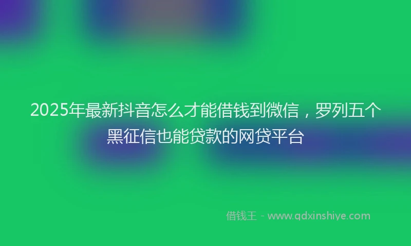 2025年最新抖音怎么才能借钱到微信，罗列五个黑征信也能贷款的网贷平台