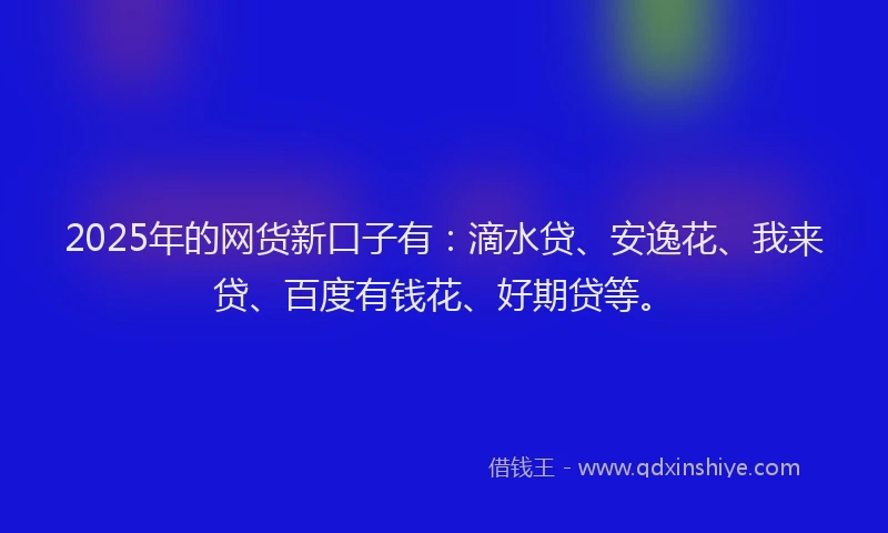 2025年的网货新口子有：滴水贷、安逸花、我来贷、百度有钱花、好期贷等。
