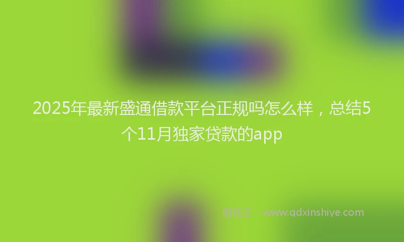 2025年最新盛通借款平台正规吗怎么样，总结5个11月独家贷款的app