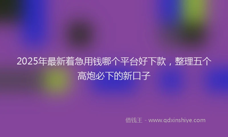 2025年最新着急用钱哪个平台好下款，整理五个高炮必下的新口子