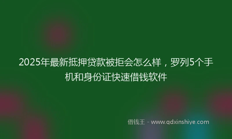 2025年最新抵押贷款被拒会怎么样，罗列5个手机和身份证快速借钱软件